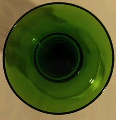 Luminarc France Crystal Goblet W/white Etch Grapevine Green Ribbed Beehive Stem