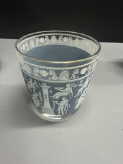 Vintage Jeanette Blue Grecian Glasses / Wedgewood / Jasperware 1950s Set of 3