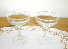 Vintage 25th WEDDING ANNIVERSARY 4″ Clear Stemmed Glasses ~ Set of 2 ~