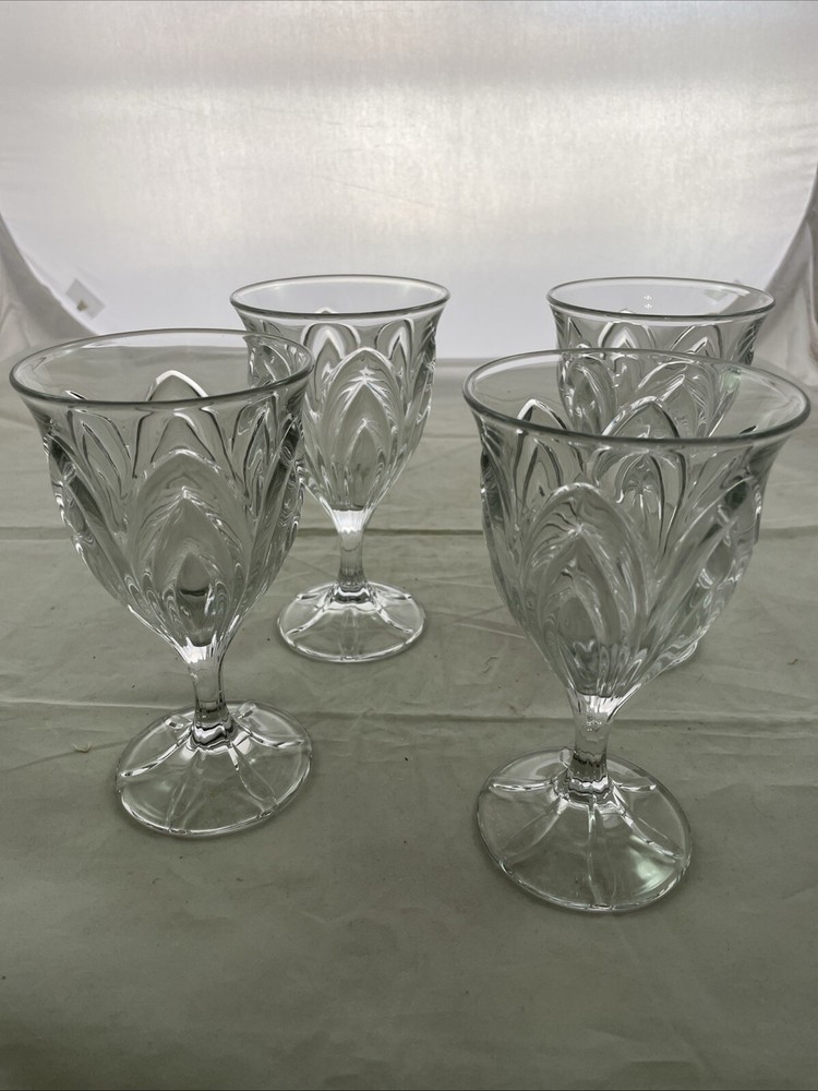 LILY ARCH STEM GOBLET CAMBRIDGE CAPRICE GLAS WATER 6.5″ TALL SET OF 4