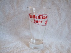 Vintage 5.25″ Ballantine Sham Beer Glass Purity Body Flavor Red Painted Design