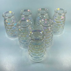 Federal Glass Set of 7 Colonial Iridescent Thumbprint 8oz Tumblers 1960s