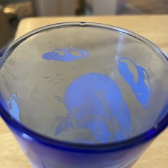 Cobalt Blue Sailboat Depression Glass 5 inch. Water Tumbler, Vintage Hazel Atlas
