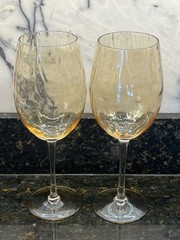 Amber Golden Luster Wine Glasses Goblets– Set of 2
