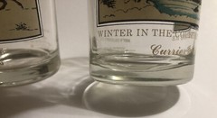 2 Vintage, Currier & Ives Winter Scene Glasses, The Sleigh Race, Getting Ice