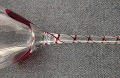 Pier 1 Hand Blown Wine Glasses Red Laced Ribbon Stem 9″ Set Of 4