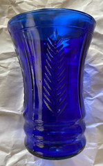 Maryland Glass Company Set of 2 «Feather» Cobalt Blue 4.5″ Flat Tumblers ~ EUC