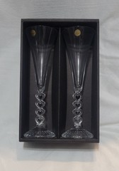FOREVER Toasting Heart Flutes Crystal Glasses Wedding Love Gifts / Set of 2 / AK