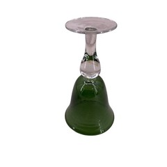 Hand Blown Bubbled Glass Green Glass Wine Water Goblets Clear Stem 8 1/4″ Tall