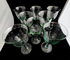 (173) La Mediterranea Recycled glass Goblets made in Spain 9″ tall (8 available)