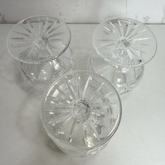 3-VTG Crystal Cognac Snifter Clear Glasses Hand Cut 7-Point Fan Hob Star Design