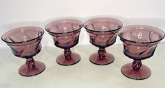 FOSTORIA JAMESTOWN PURPLE 4.25” CHAMPAGNE/SHERBET GLASSES VINTAGE SET/4 PERFECT