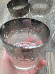 4 Pc Mid-Century Modern Queen’s Lusterware Silver Fade Lowball Glass Set