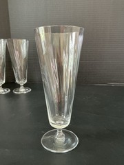 Vtg MCM 24-Optic Crystal 16oz King Pilsner Glasses 8 5/8” Set Of 4 Trumpet Stem