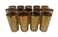 Set of 8 MCM Culver Ltd. “Cannella” Pattern Highball Glasses C. 1960