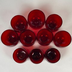 10 Vintage Anchor Hocking Ruby Red Roly Poly Glass Tumblers Cocktail Glasses