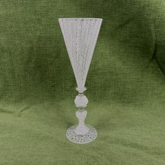2017 Kenny Pieper Studio Glass White Cane Latticino Goblet
