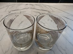 MCM Pair Signed GEORGES BRIARD Gold Geometric Double Old Fashioned