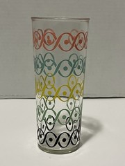 Vintage MCM Atomic Tumbler Drinking Glass 1950’s Waves Dots Tall