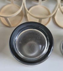 MCM Jeanette Jasperware-style Set Of 6 Blue Greek Hellenic Tumblers Carrier