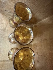 Vtg Indiana Carnival Glass Goblets Harvest Grape Iridescent Marigold Set Of 3