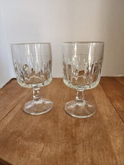Pair of Water Wine Goblets Heavy Glass 6″ Tall, 10-12 oz.