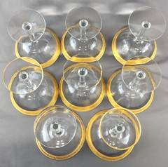 Set of 8 Tiffin-Franciscan Minton Gold Encrusted Champagne Tall Sherbet Glasses