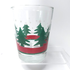 Libbey Christmas Double Old Fashioned Glasses 12oz Set of 6 Green Tree Red Band