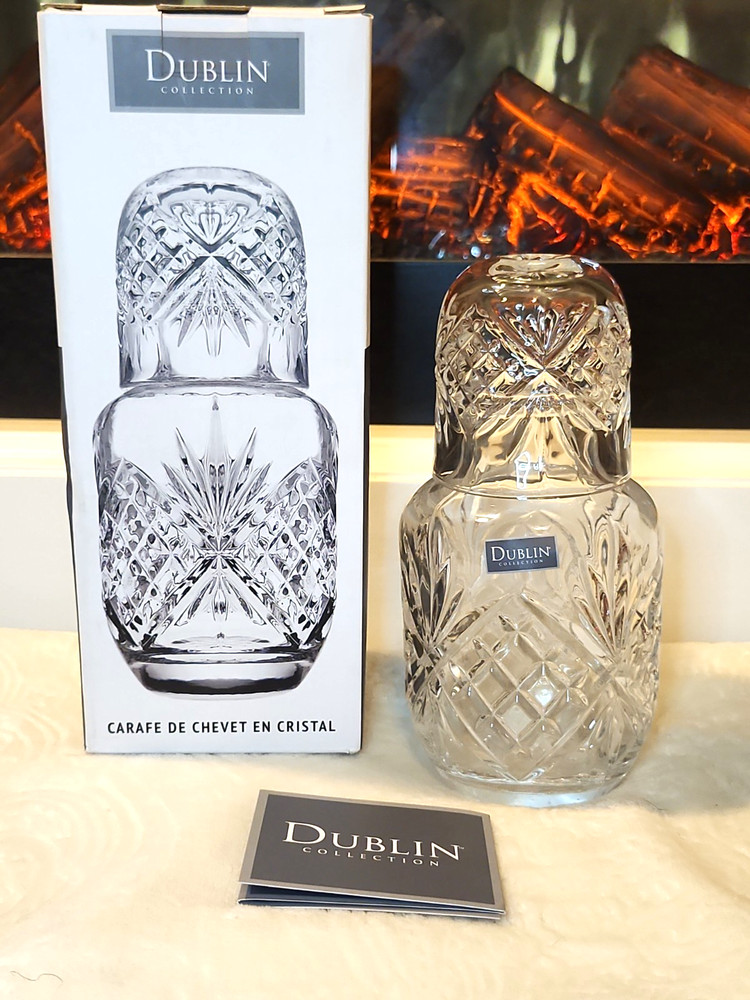 Dublin Collection Crystal Bedside Night Carafe & Tumbler Glass Desk NIB