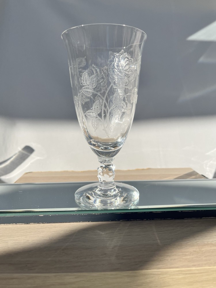 6 3/4″ h. 3 3/8″ d. Rim HEISEY ROSE ETCH • Iced Tea Stem (Rare)