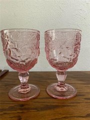 Lot 2 Vintage Madonna Inn Goblets Wild Rose – Pink – Fenton – LG Wright