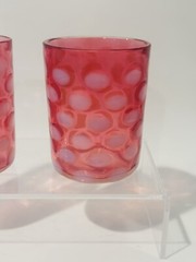 VTG Set Of 2 FENTON CRANBERRY GLASS COIN OPTIC DOT TUMBLER 1930’S