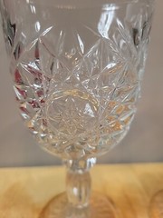 Libbey Hobstar Elegant Thick Cut Pressed Glass 7.25 Stemware Star Of David Set 3