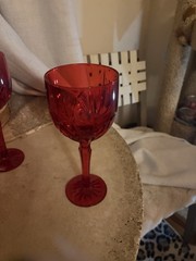 Marquis Waterford Brookside Red Crystal Wine Glass Set Of 6 Ruby Red Diamond Cut
