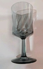 Set Of 4 Vintage Libbey Blue/Gray Optic Swirl Smoke Water Goblets Wine 6.5″