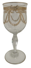 MOSER (ATTRIBUTED TO) GOLD BOWS & WREATHS ORNATE FANCY WATER GOBLET SET OF 3