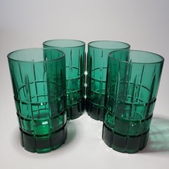 Anchor Hocking Tartan Emerald Dark Green 5¼” Beverage Tumbler 12 Oz. 4 Ct Heavy