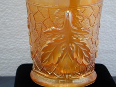 Antique Dugan Marigold Carnival Maple Leaf 8 oz Tumbler Glass