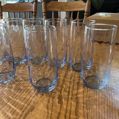 Set Of 9 Libby Misty Blue Vintage Optic Swirl Drinking Glasses Set GW0001