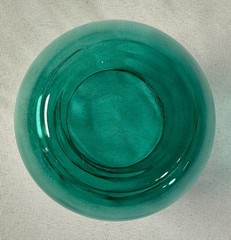 Turquoise Stemless Wine Glass Faint Coin Dot Design 3 Inch Tall 2.5 Inch Across