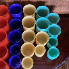 Lot Of 26 MCM HAZEL ATLAS GLASSES, 1930s FINE RIBBED, JADEITE GREEN,MORE