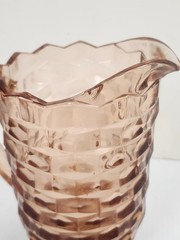 Indiana Glass Whitehall Pink/Peach Pitcher Vintage MCM Pressed Glass 1960s