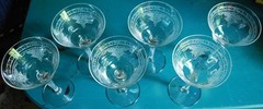 Vtg DECO Set 6 Morgantown CORINTH Tall Sherbet/Champagne Glasses OPTIC c1931