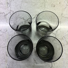 Vintage 1970s Tumbler 4″ Weighted Base Smoke Grey Cocktail Glass Set of 4