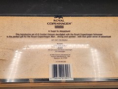 Royal Copenhagen 1994 Cordial Schooner Shooter Glasses Set Of 6 Wooden Crate EUC