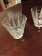 6 Golden Peaks Atomic Arrows Whiskey Lowball Glasses VTG MCM