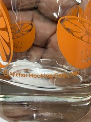 7 Vintage Anchor Hocking 1987 Orange Juice Glasses 3.5”