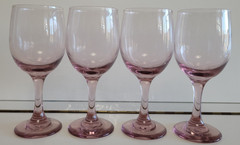 4 Libbey Premiere Plum Pink Water Wine Stemmed Goblets 7 Inches Holds 11.5 Ozs