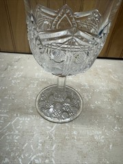 EAPG Pittsburgh Daisy, Cane & Button Clear Glass Goblet Stemware 5 3/4 in. Tall