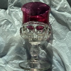 Tiffin Franciscan Glass King’s Crown Cranberry Flashed Top Only Water Goblet
